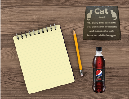 Cat (noun) meaning slate coaster