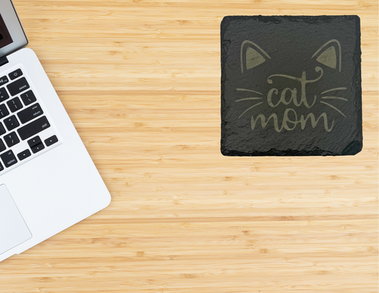 Cat mom slate coaster