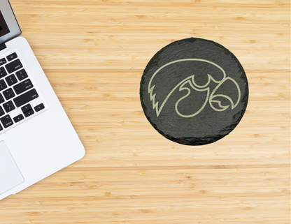 Round Tiger Hawk Slate Coaster