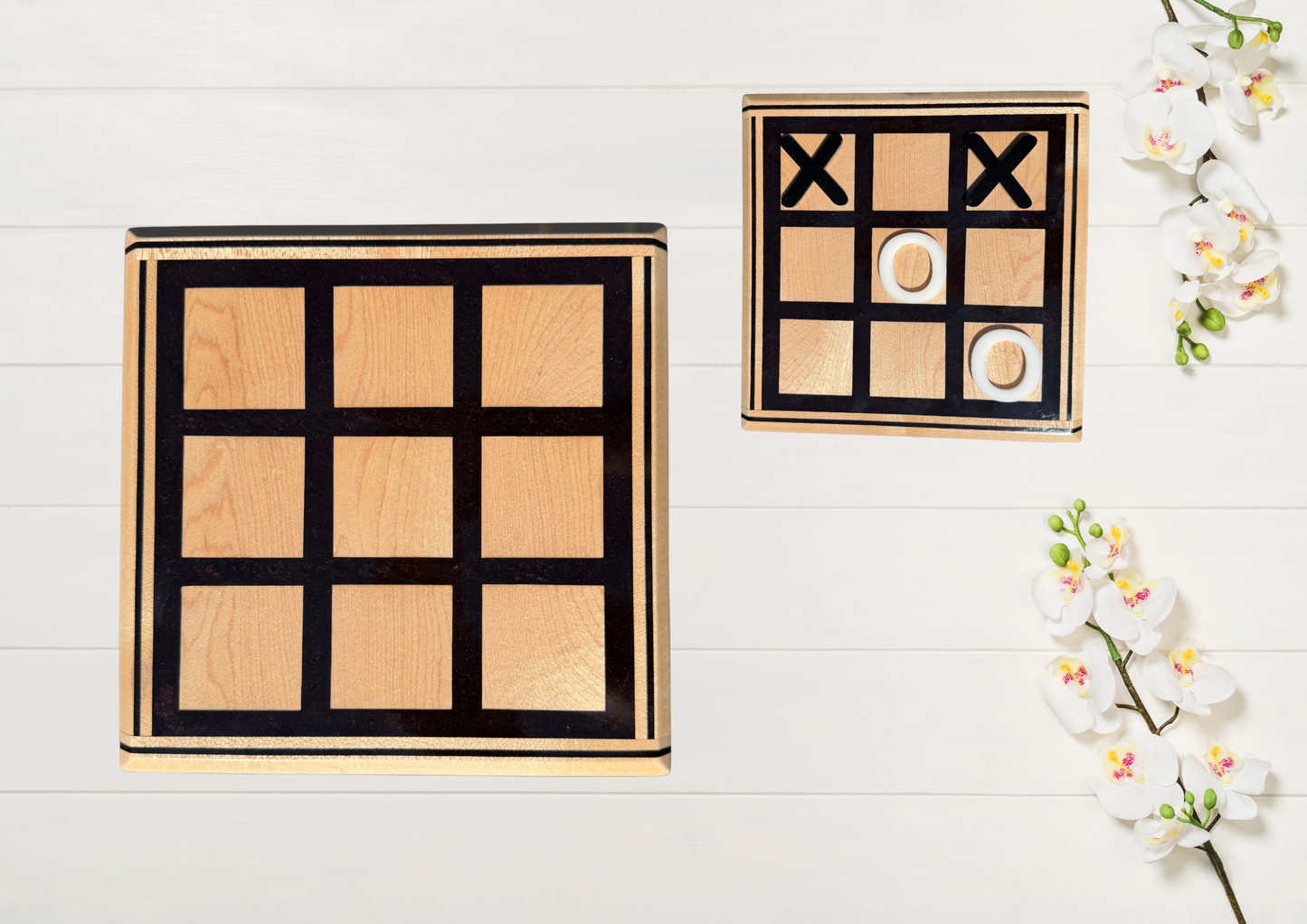 Maple & Resin Tic Tac Toe Board