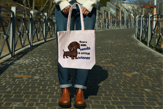 Every girl needs a littler wiener canvas tote bag