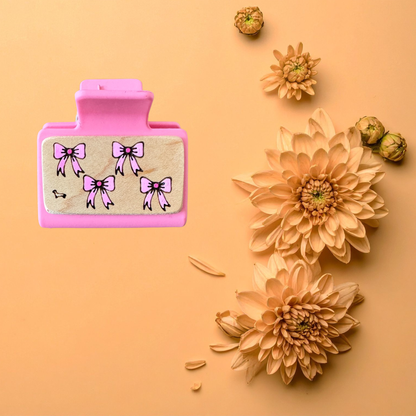 Small Hand Painted Laser Engraved Wood Claw Hair Clips