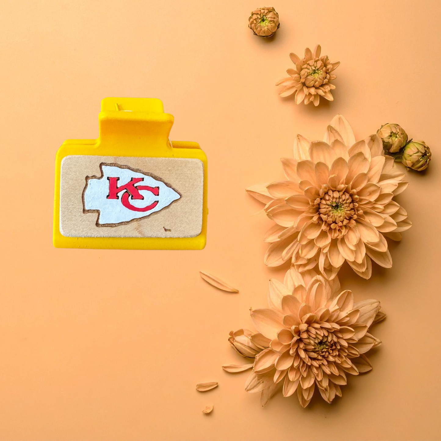 Small Hand Painted Laser Engraved Wood Claw Hair Clips