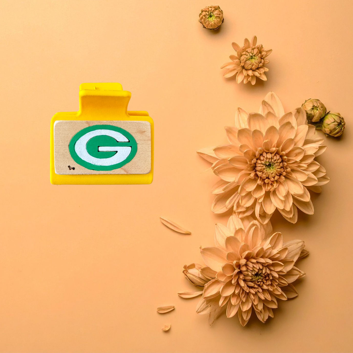 Small Hand Painted Laser Engraved Wood Claw Hair Clips