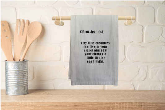 Kitchen towel with humorous text 