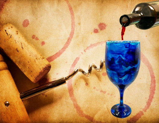 Blue Stemmed Alcohol Ink Wine Glass