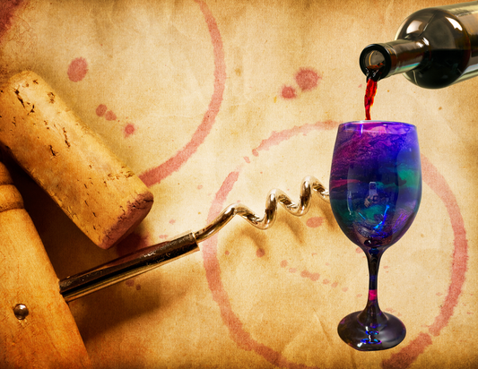 Purple, Turquoise & Pink Stemmed Alcohol Ink Wine Glass