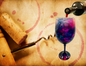Blue, Pink, Purple and Turquoise Stemmed Alcohol Ink Wine Glass