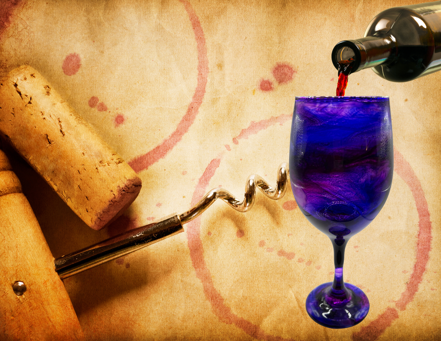 Purple Stemmed Alcohol Ink Wine Glass