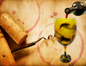 Black & Yellow Stemmed Alcohol Ink Wine Glass
